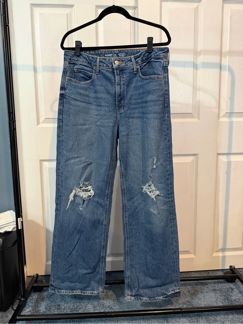 Old Navy extra high-rise, wide leg Distressed Medium Blue